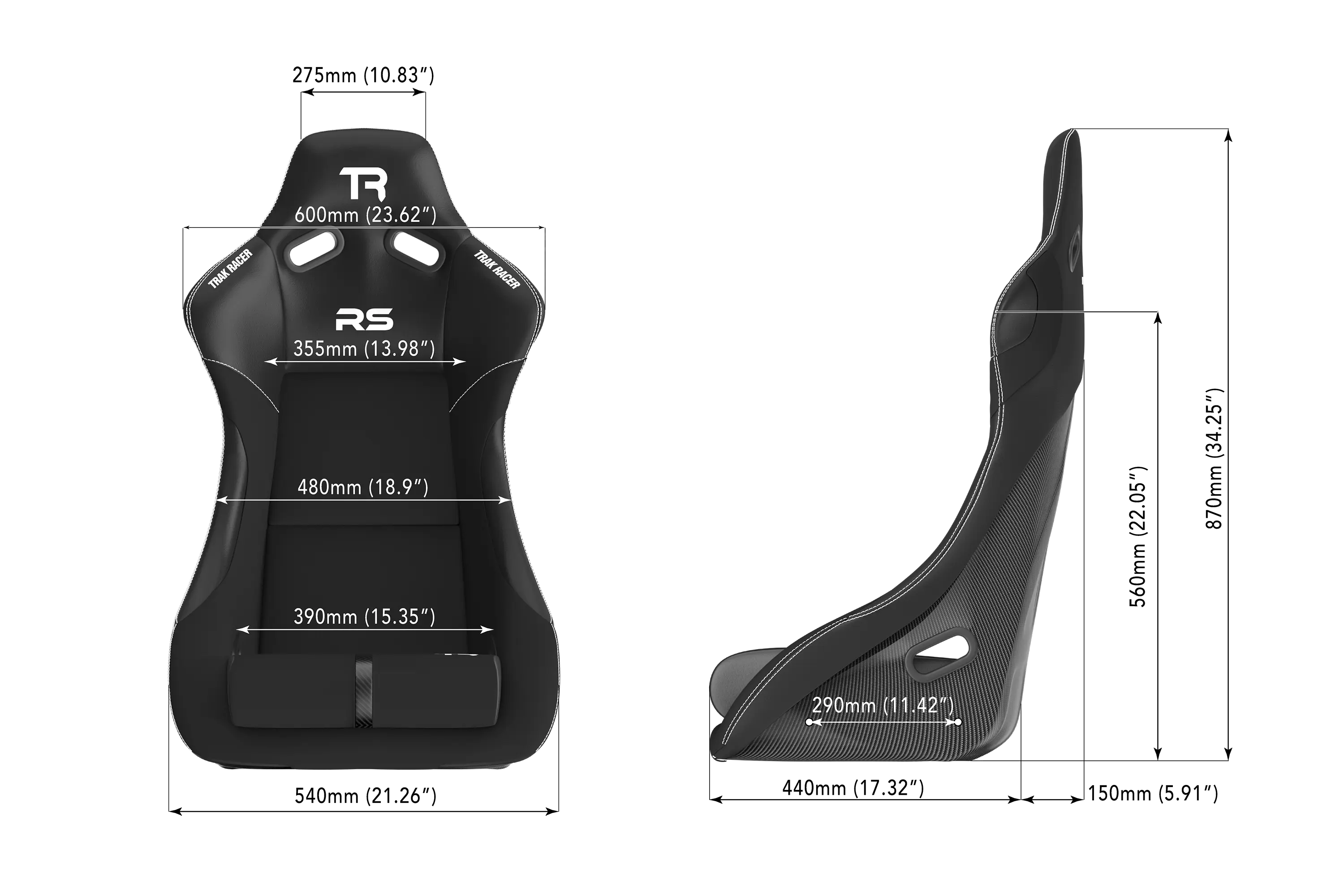 RS GT Rally-Pro Racing Seat - Carbon Fiber Finish - Image 8