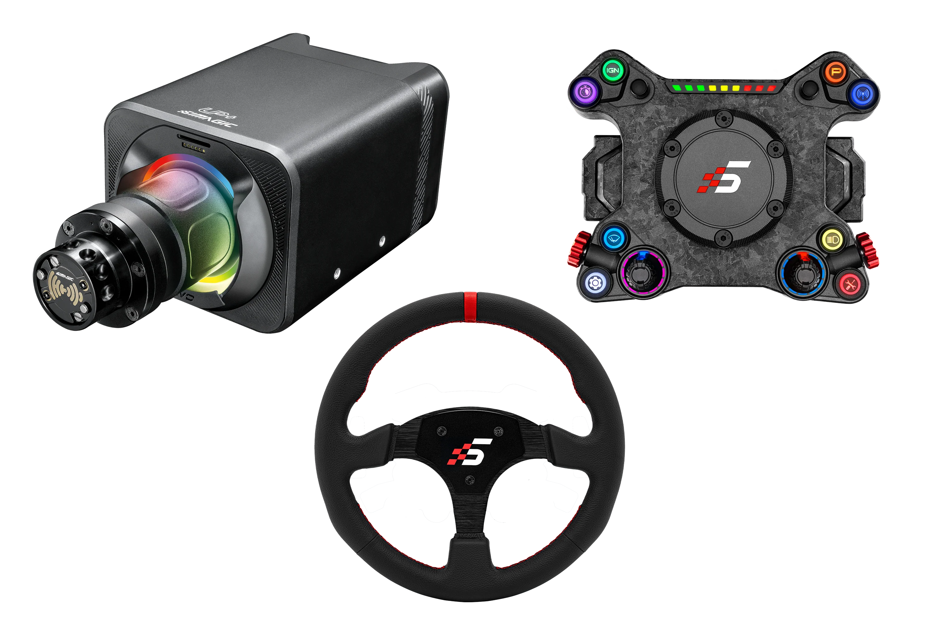 Simagic NEO X Hub with Alpha EVO 12nm Wheel Base and Leather Steering Wheel